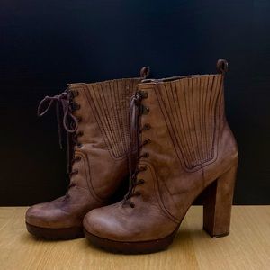Vince Camuto Leather lace up platform booties